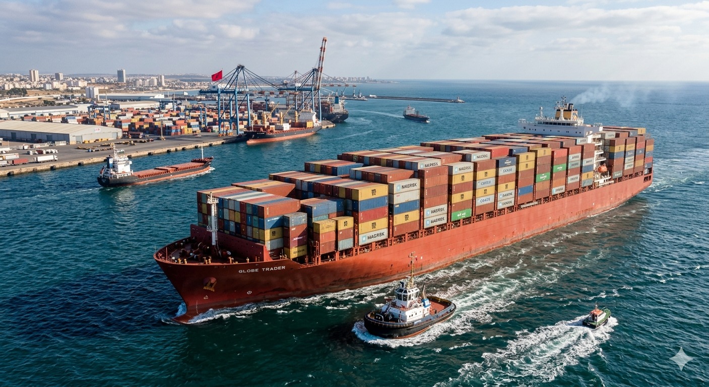 Porte-conteneurs au port de Casablanca